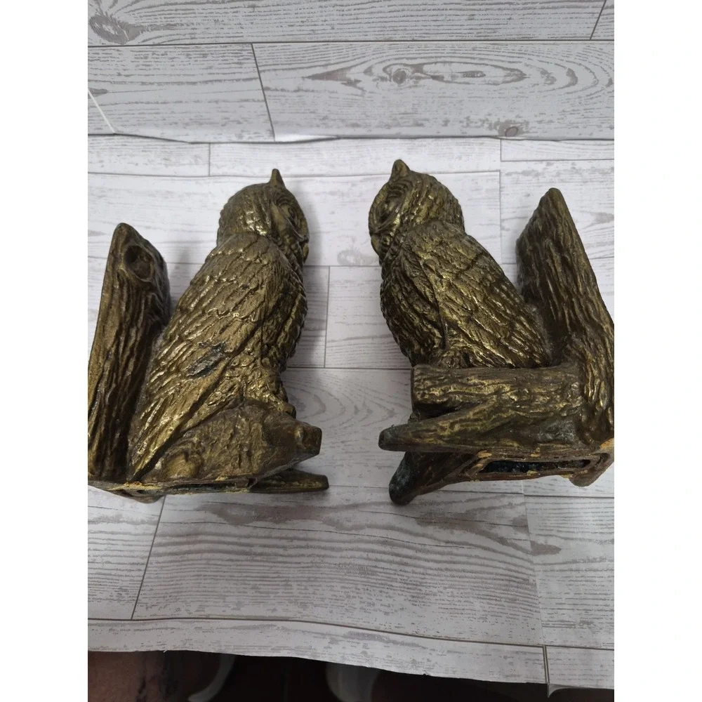 Set Of 2 Book Ends Brass Stamped HAMPTON VA. On Back Heavy Weight Owls